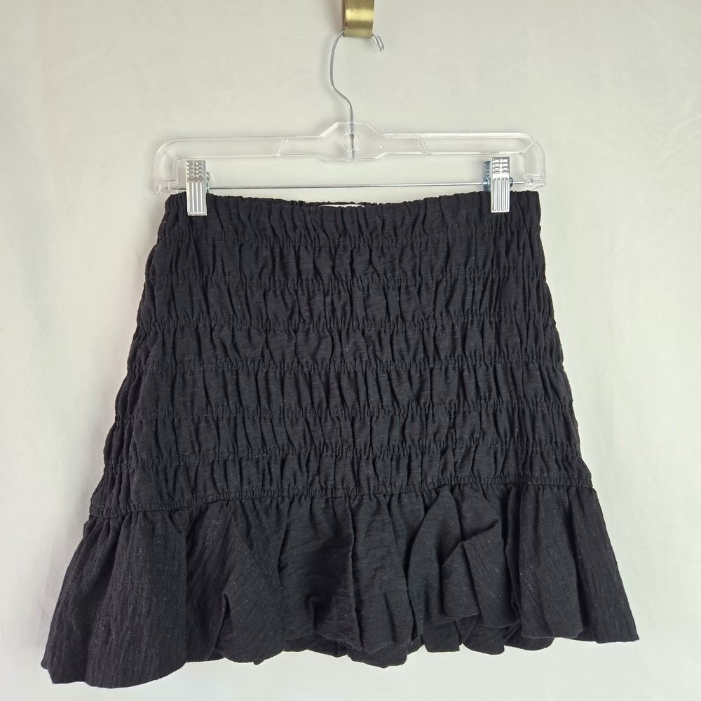 Leith Black Drop Waist Bubble Hem Textured Mini Skirt Womens Small Festival - Picture 1 of 6